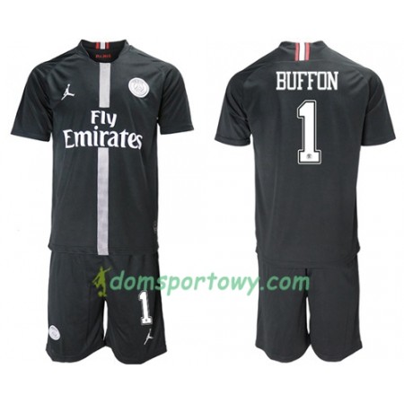 Koszulka Paris Saint-Germain Buffon 1 Jodan Czarny Dziecięcy Trzeci Koszulki Piłkarskie 2018-2019 Krótki Rękaw